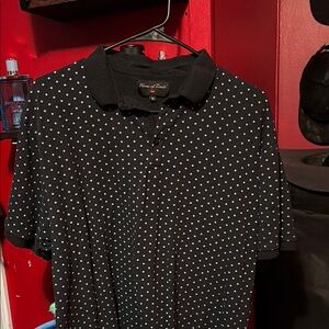 Black Polo with White Dot Pattern